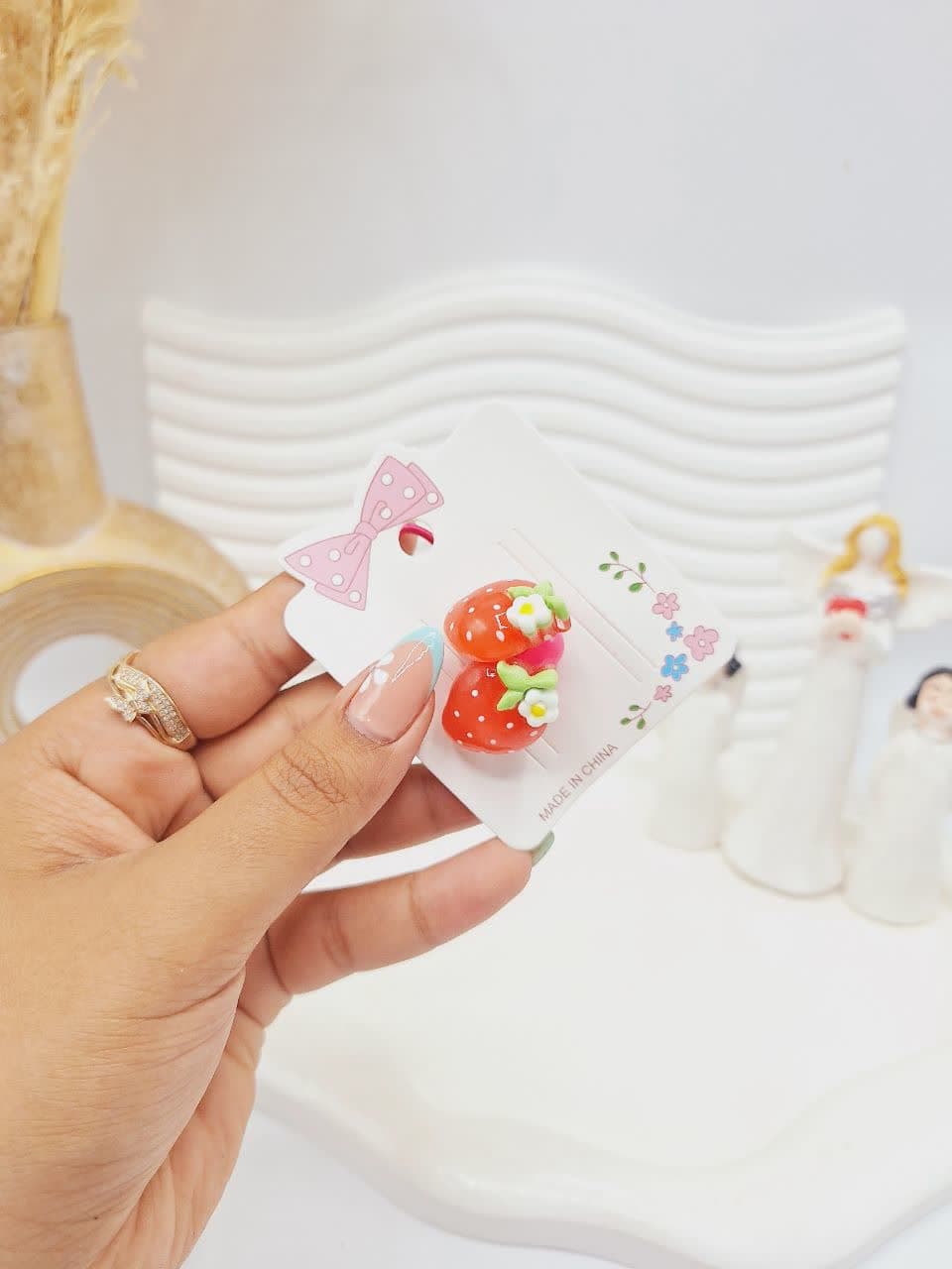 کش مو 2 تایی طرح دخترانه خرسی و میوه ای