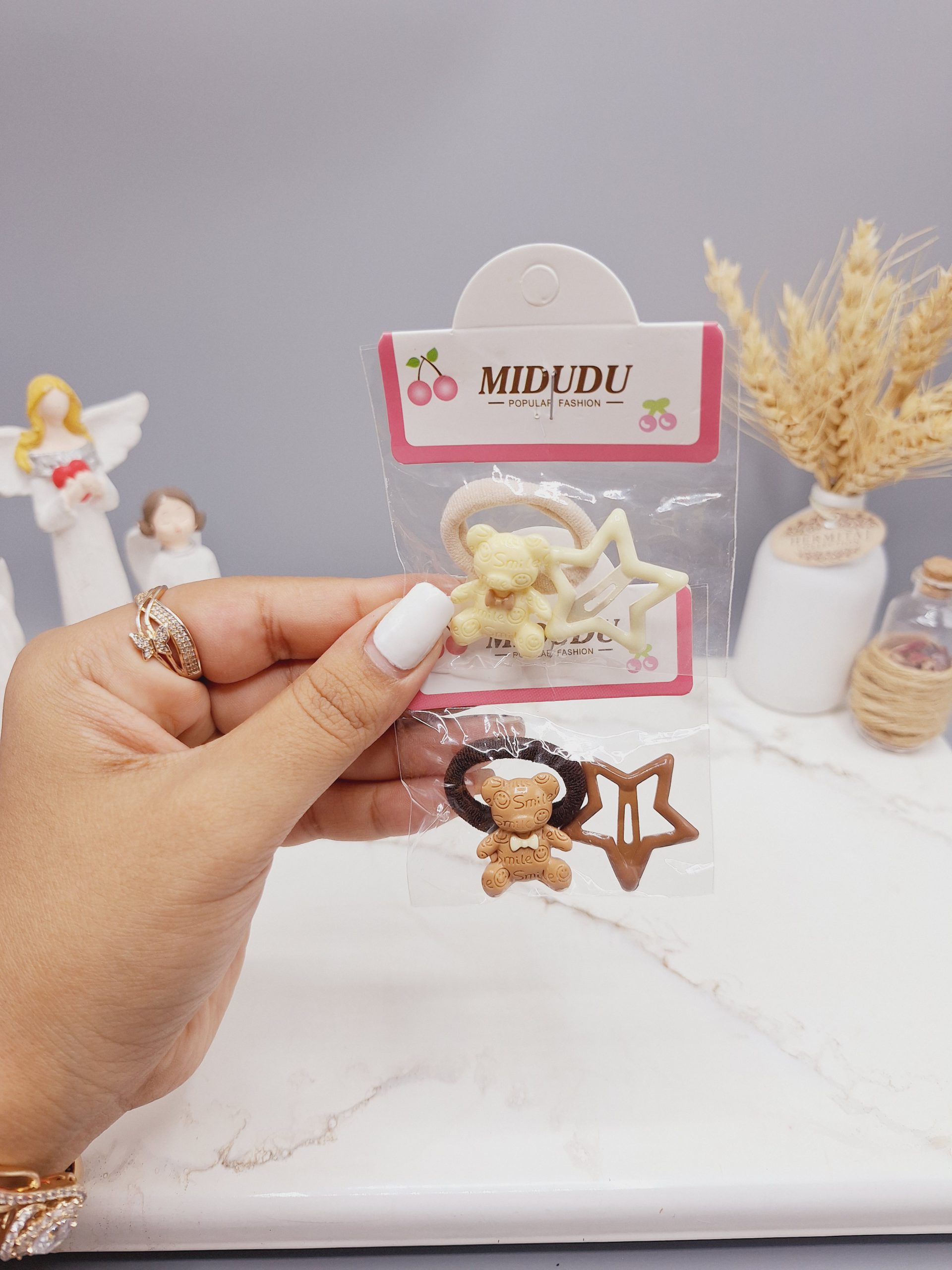 ست 2 تایی کش مو و پنس ستاره ای تکی طرح خرس و ستاره نود