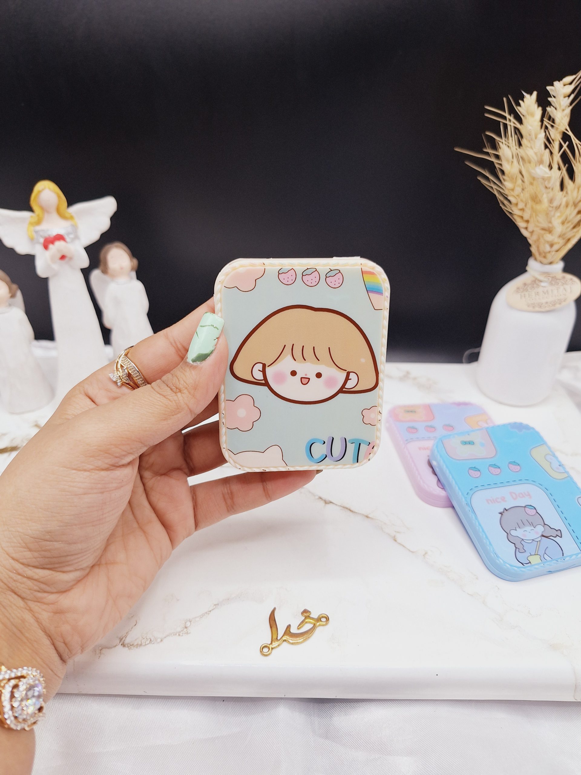 ست آینه و شانه طرح دختر کیوت کد 690