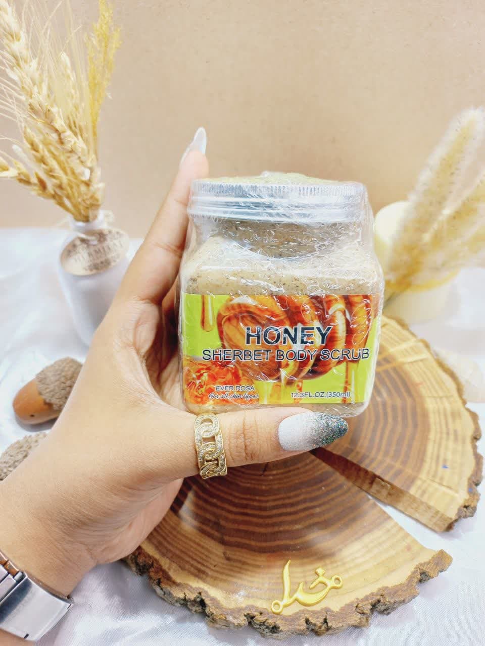 اسکراب پرطرفدار 350 میل شنی صورت و بدن رایحه عسل ایور روزا EVER ROSA اصلی کد ER90003