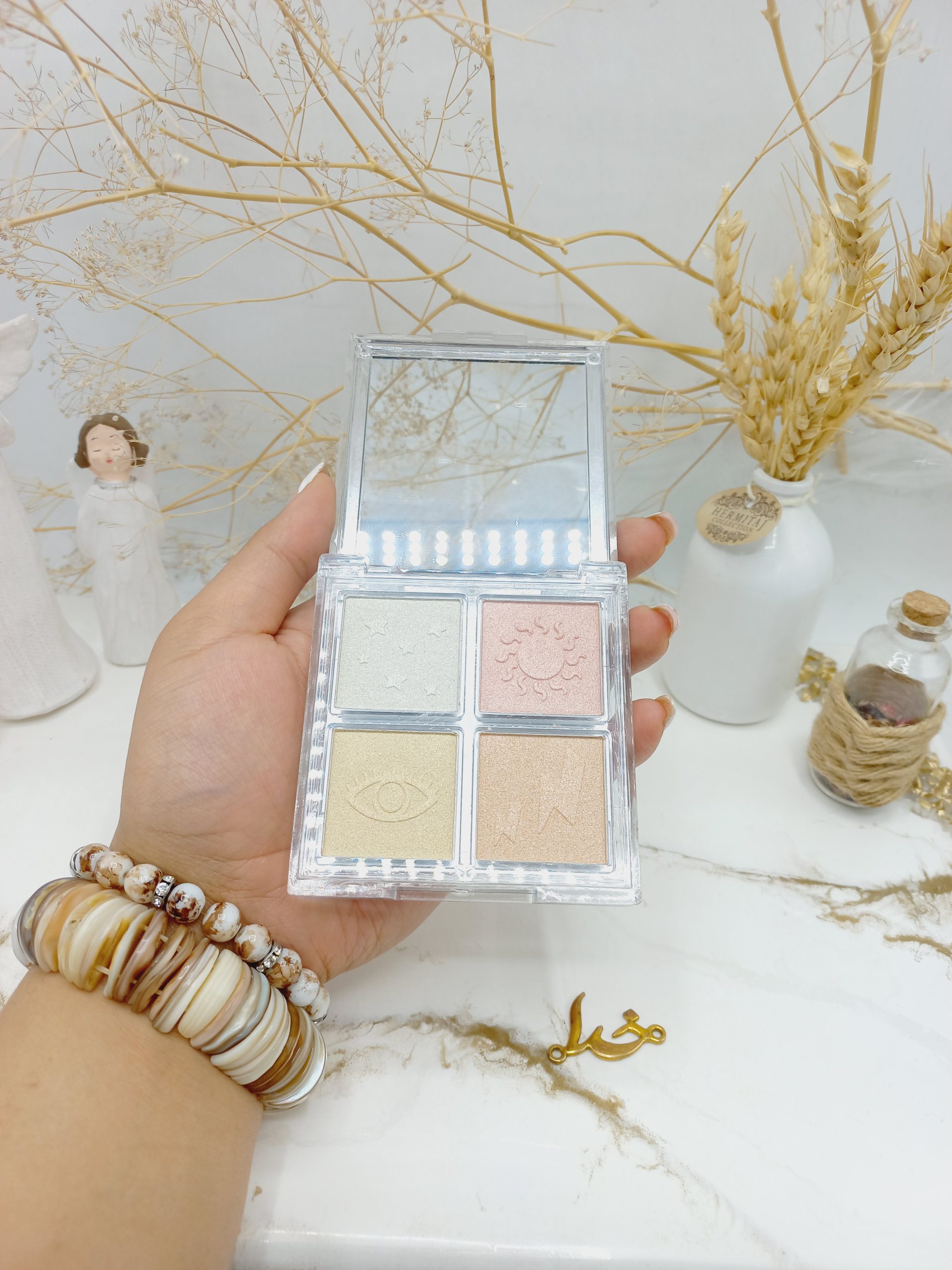 پالت هایلایتر 4 رنگ نود برند هدی بیوتی HUDA BEAUTY کد H73013