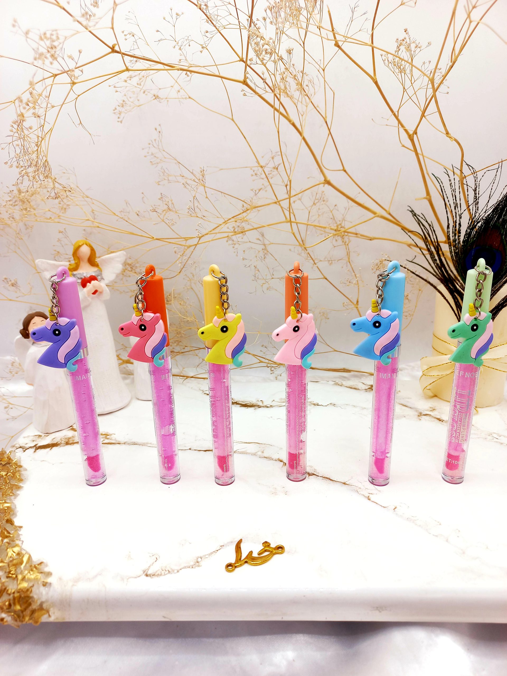 لیپ گلاس شاین دار طرح اسب تک شاخ برند  ایمن اف نوبل IMAN OF NONLE کد 7116