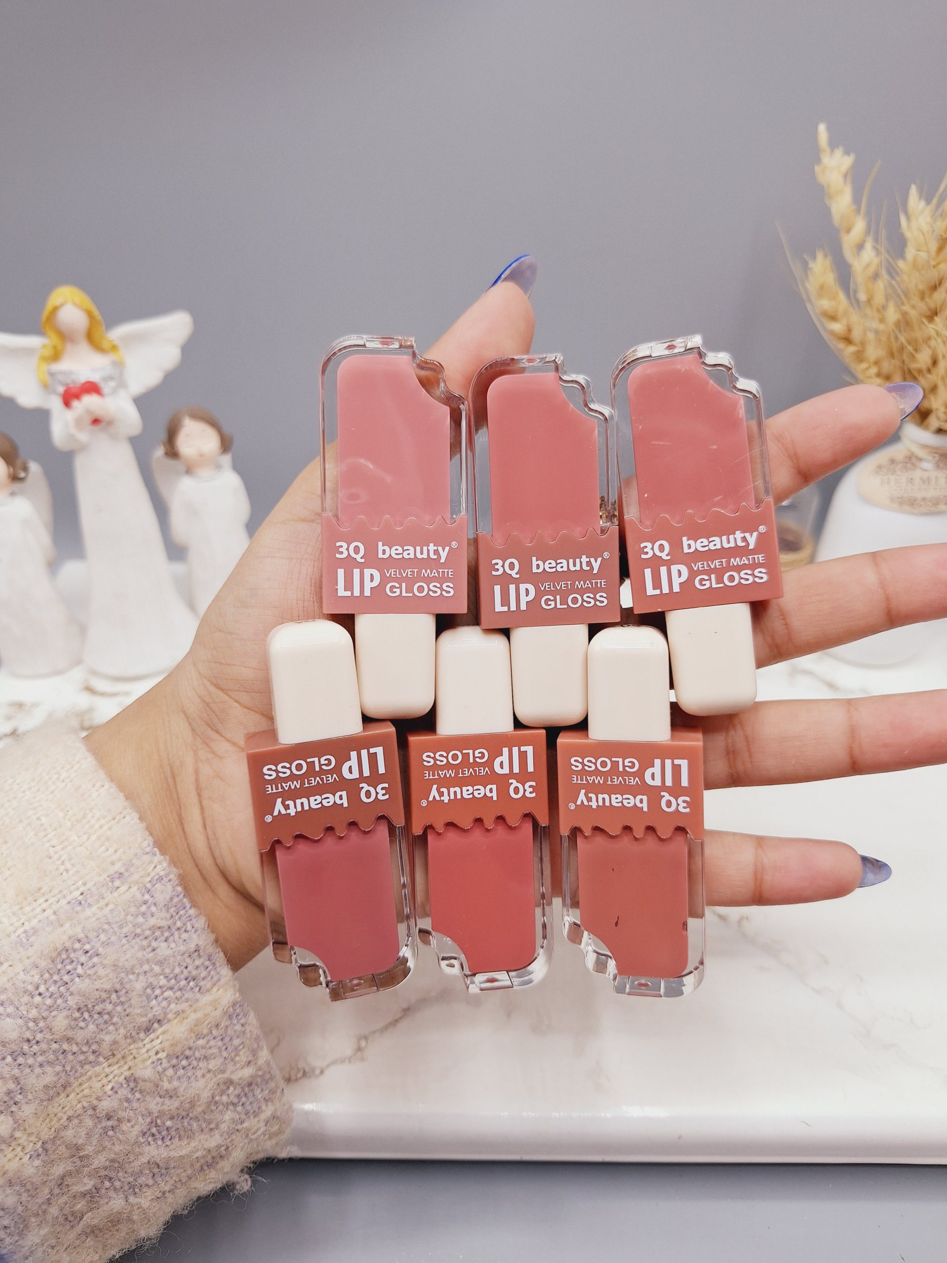 پک رژ مایع 6 تایی نود طرح بستنی برند 3Q بیوتی کد 228