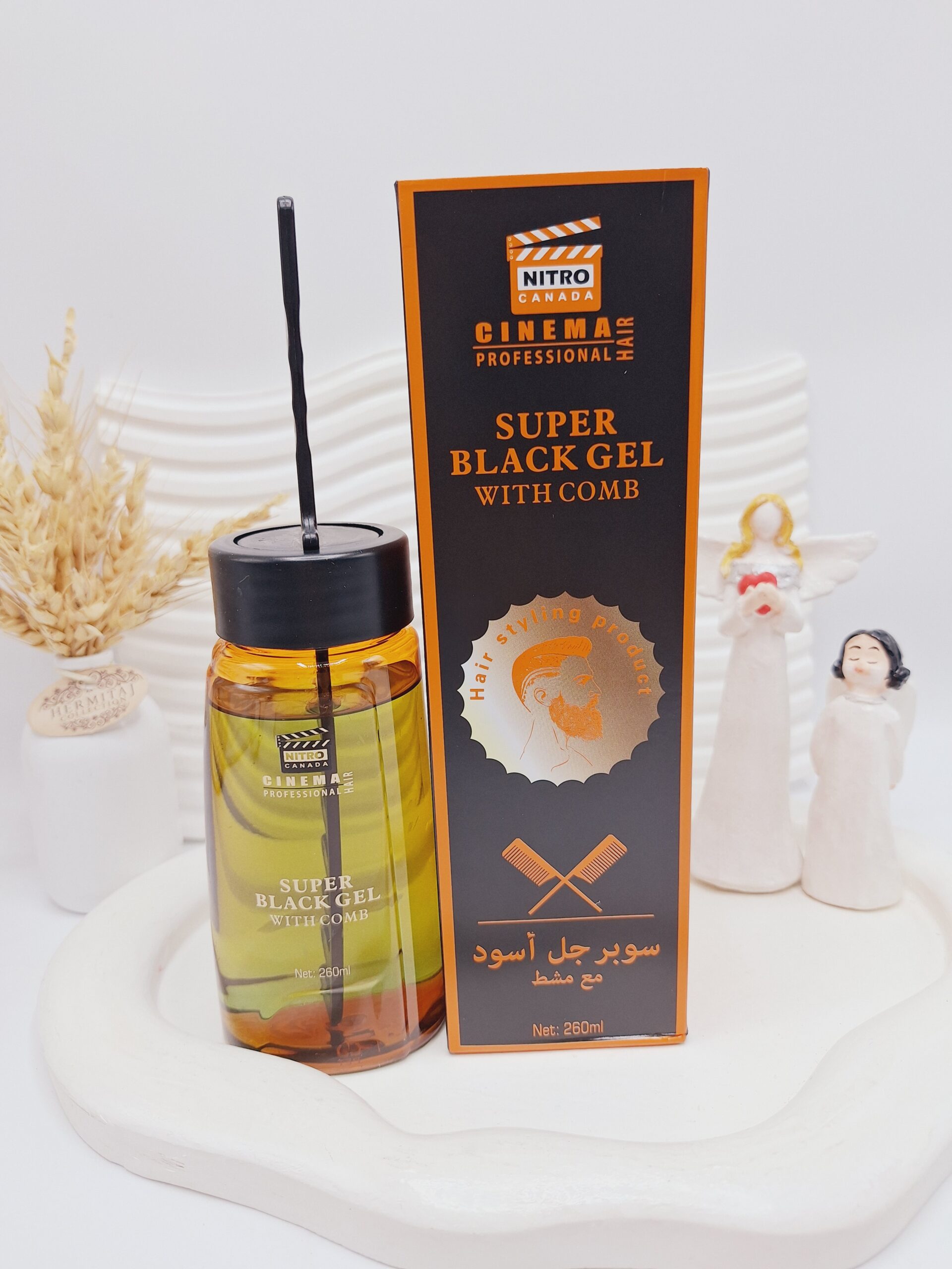 ژل مو مشکی حرفه ای نیترو کارتن نارنجی کد 1819