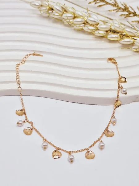 پابند طرح آویز صدف مرواریدی طلایی آبکاری رادیوم