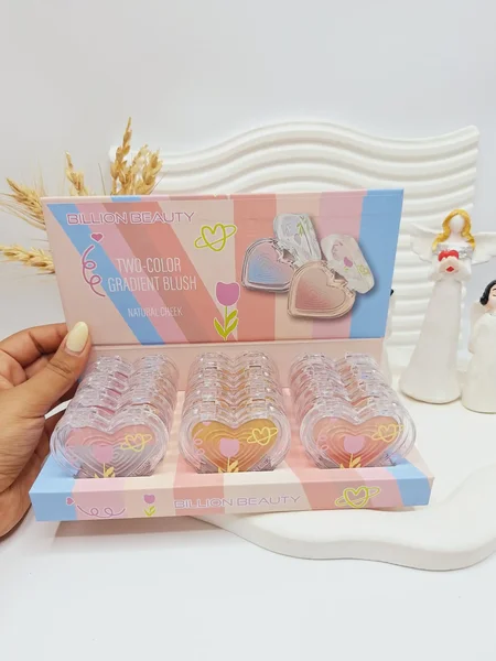 رژگونه دورنگ طرح قلبی برند  BILLION BEAUTY کد 1777