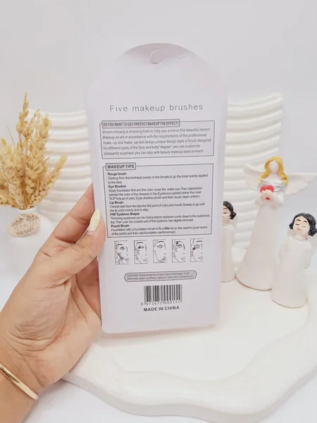 ست براش 5 تیکه کرومی مدل کیتی (رنگ سرخابی) کد 0154