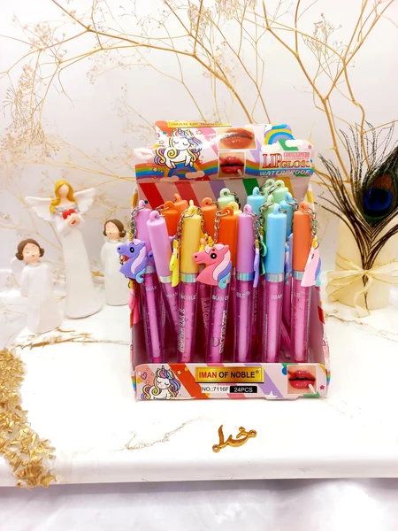 لیپ گلاس شاین دار طرح اسب تک شاخ برند  ایمن اف نوبل IMAN OF NONLE کد 7116