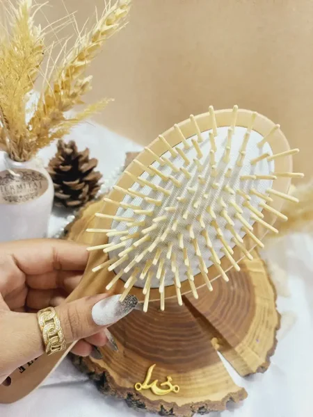 برس مو بامبو کف سفید دندانه چوبی بیضی سایز بزرگ | فروش عمده