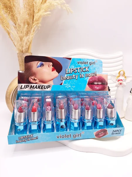 پک 8 تایی رژ جامد شاین دار زیبا برند violet girl کد NO:8020