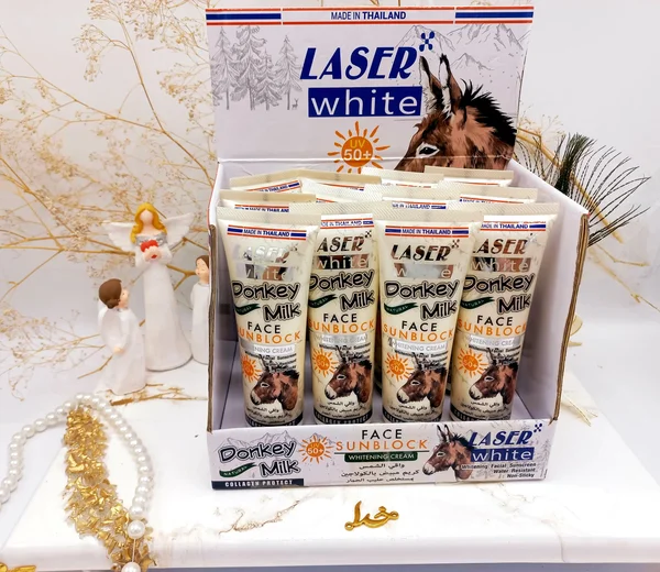 کرم سفید کننده و ضد آفتاب شیر الاغ LASER WHITE تایلندی کد LAS094