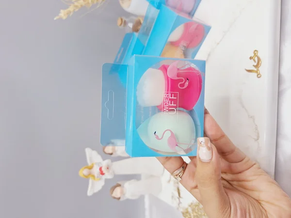 ست پک دوتایی فیس براش صورت و پد تخم مرغی POWDER PU PUFF کد 4822