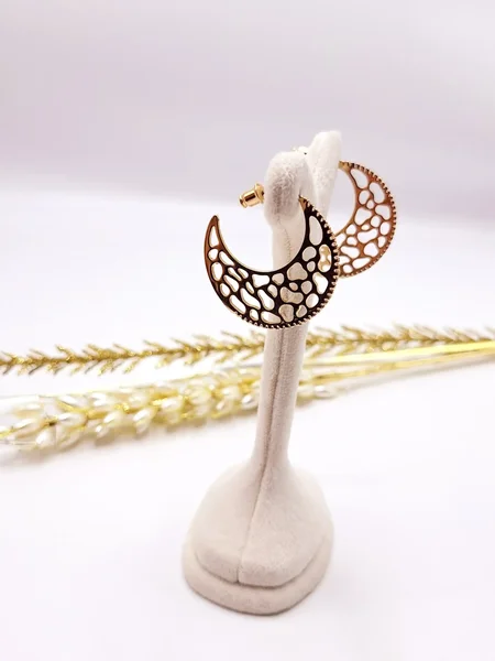 گوشواره میخی درخشان طرح ماه فوق العاده شیک و مجلسی