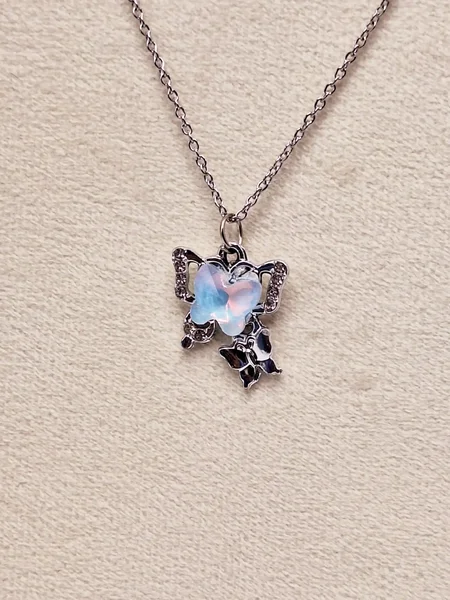 گردنبند پینترستی پروانه آویز دار شاین آسمانی