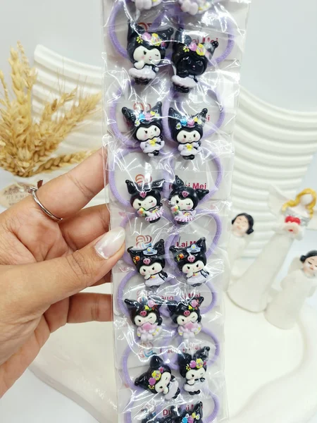 ست 12 تایی کش مو 2 تایی بنفش طرح کرومی مشکی