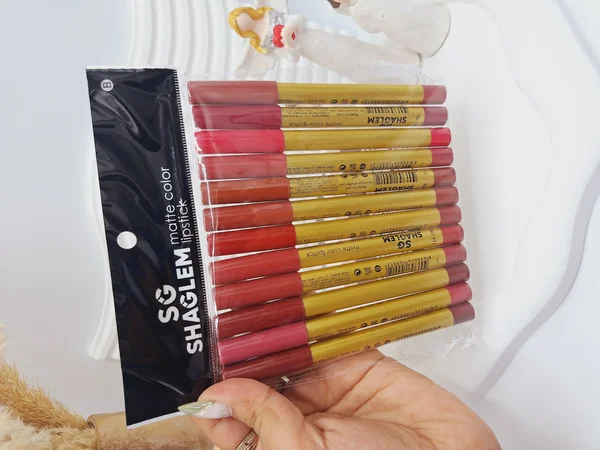 پک 12 تایی رژ مدادی برند شیگلم کد 9012 (پوکه قرمز)