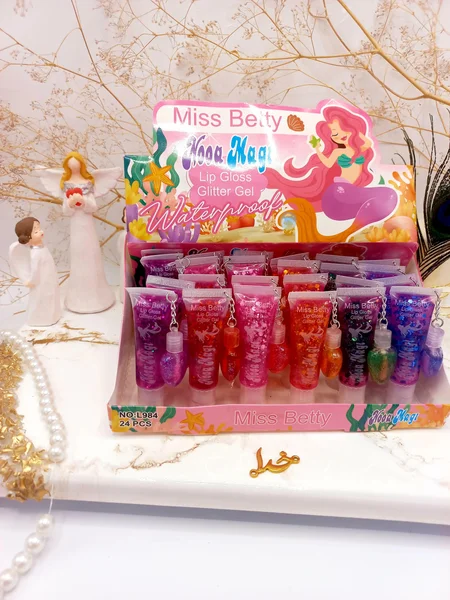 برق لب حرارتی و لیپ گلاس شاینی دو قلو  Miss Betty کد L984