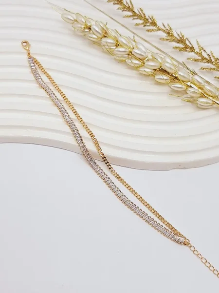 پابند دو لاین نگین دار تنیسی طلایق