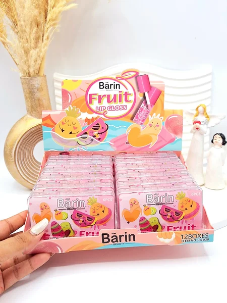 باکس 6 تایی لیپ گلاس طرح میوه های تابستانه برند Barin کد 1030
