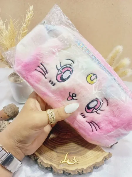 کیف لوازم آرایشی پولیشی طرح گربه ماه پیشونی