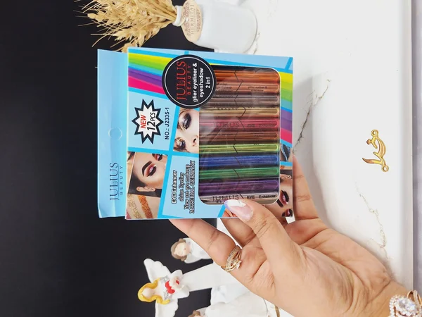 پک خط چشم گلیتری رنگی 12 عددی جولیوس JULIUS شاین دار کد J2335_1