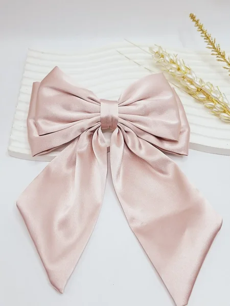 گیره یا گلسر مو فرانسوی طرح پاپیون جنس ساتن با کیفیت (رنگ صورتی)