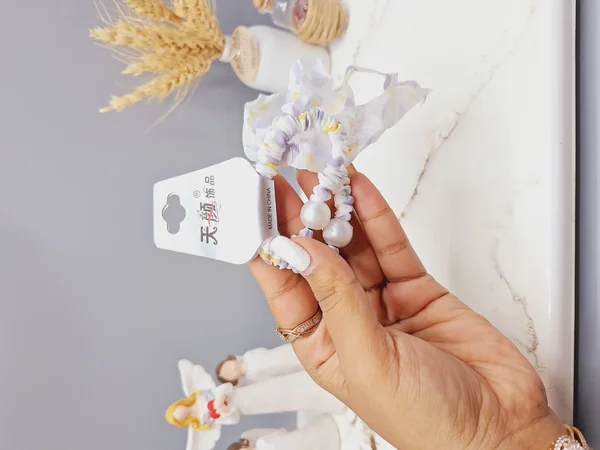 کش مو 2 تایی پارچه ای طرح قلب مرادرید دار کد 0012 رندم