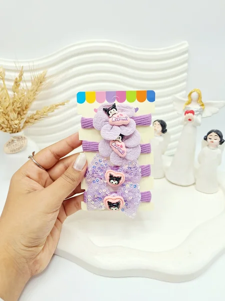 ست کش مو 4 عددی طرح کرومی بنفش