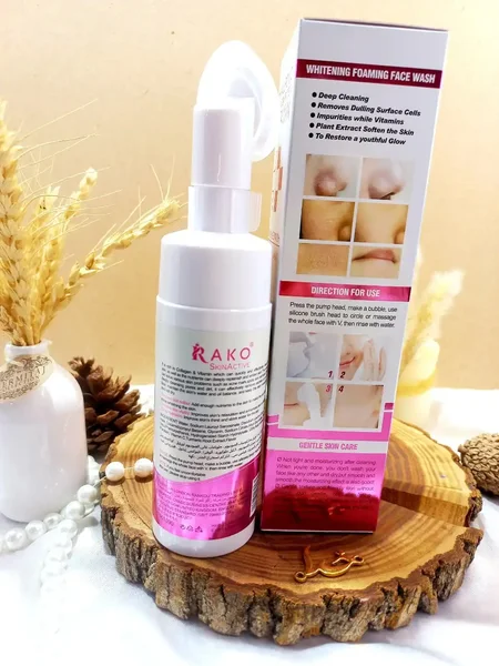 فوم براش دار سفیدکننده و از بین برنده لک قوی عصاره هیالورنیک و کلاژن پروتئین راکو RAKO اصلی کد RK1099