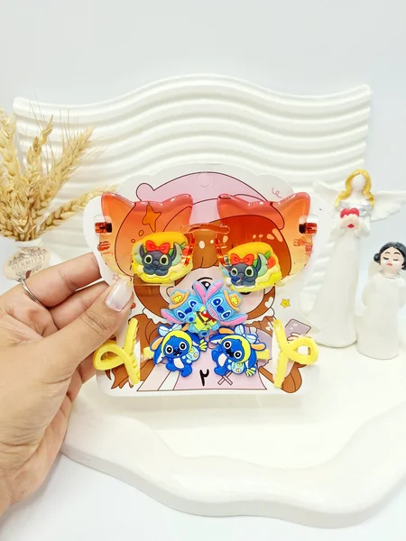 ست عینک و کش و کلیپس بچگانه طرح استیچ ( مدل عینک گوش دار)