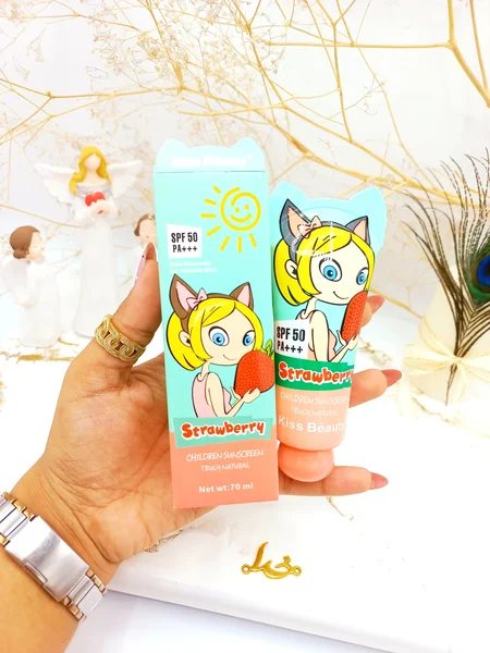 ضد آفتاب توت فرنگی بچه SPF50 برند کیس بیوتی KISS BEAUTY کد 68315092022