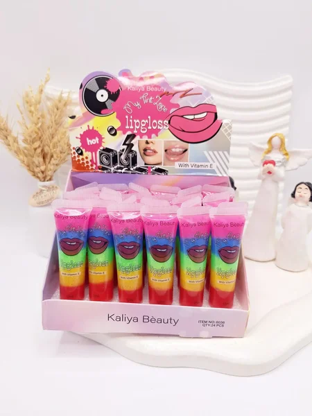 لیپ گلاس رنگین کمانی طرح لب برند کالیا بیوتی کد 6036